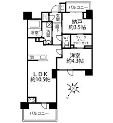 クリオラベルヴィ横濱サウス 1LDKの間取図画像