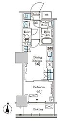 パークアクシス錦糸公園 4階1DKの間取り