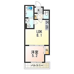 クリエオーレ福町2 1LDKの間取図画像
