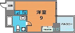 イーストヴィレッジ三宮 9階ワンルームの間取り