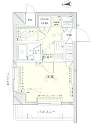 ルーブル旗の台 1Kの間取図画像