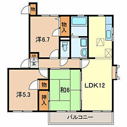 アークシャラ 3LDKの間取図画像
