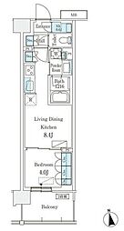 スカイグランデ津田沼 2階1LDKの間取り