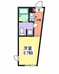 ドリームコート熊野前 1Kの間取図画像