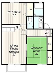 グリーンビレッジC 2LDKの間取図画像