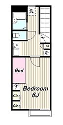 レオパレスメルベーユII(26740) 2階1Kの間取り