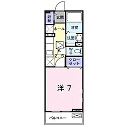 パルティシオン 1Kの間取図画像