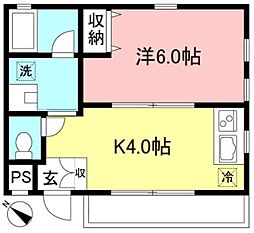 ラポワール 1Kの間取図画像