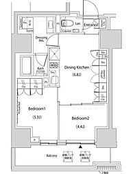 ザ・パークハビオ新中野 2DKの間取図画像