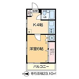 ロイヤルハイツイシイ 3階1Kの間取り