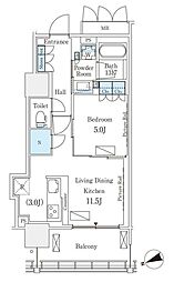 ロイヤルパークス品川 1LDKの間取図画像