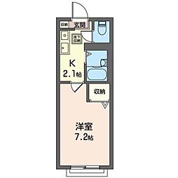 メゾン・ド・フルール2 1Kの間取図画像