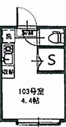 CREA中野坂上 1階ワンルームの間取り