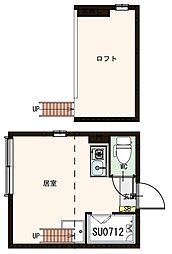 アヴァン中野 1階ワンルームの間取り