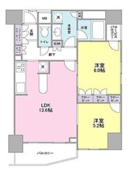 LaSante五反田 3階2LDKの間取り