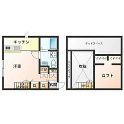 フェリチタ国分寺 2階ワンルームの間取り