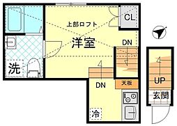 サザンゲート蒲田 2階ワンルームの間取り