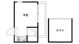 トラウンハウス 1階ワンルームの間取り