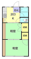 アサヒパレス 2Kの間取図画像