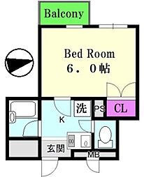 LCレジデンス川崎多摩 1Kの間取図画像