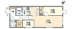 ウェルスクエア洗足 2LDKの間取図画像