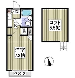 ライトサーム久米川 1階ワンルームの間取り