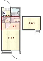 マーレ梅島 3階1Kの間取り
