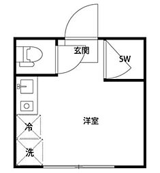 アザレアコート ワンルームの間取図画像