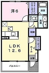 プライムA棟 1LDKの間取図画像