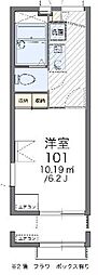 レオパレス旭2 1Kの間取図画像