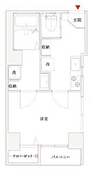 城見マンション 1Kの間取図画像