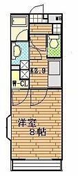 シルフィ常盤 1Kの間取図画像