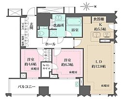 ブランズ千代田富士見 4階2LDKの間取り