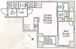 アイルプレミアム月島 2階1LDKの間取り