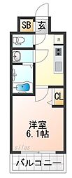 プレリス尼崎レーネヴィア 1Kの間取図画像