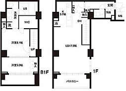 レジディア白金高輪 1階2LDKの間取り
