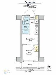 プラウドフラット亀戸 5階1DKの間取り