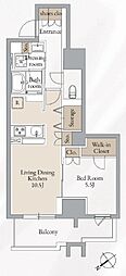 クロスレジデンス高田馬場 1LDKの間取図画像