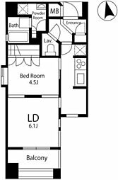 プライムアーバン恵比寿2 1LDKの間取図画像