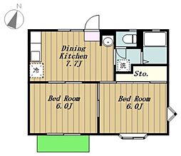 シャルマン小山1 2DKの間取図画像