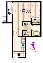 ドミール渋谷 1Kの間取図画像