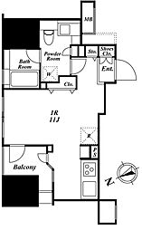 朝日マンション五反田 8階ワンルームの間取り