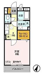 グランメール 1階1Kの間取り