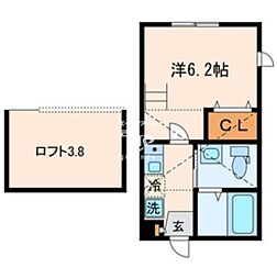 JR京浜東北・根岸線 大森駅 徒歩12分の賃貸アパート 2階1Kの間取り