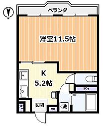 朝日マンション 1Kの間取図画像