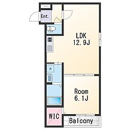 フジパレス市駅東イースト 1階1LDKの間取り