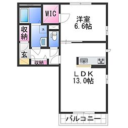 JR紀勢本線 宮前駅 徒歩25分の賃貸マンション 2階1LDKの間取り