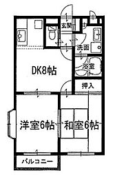 メープルヒルズ 2DKの間取図画像