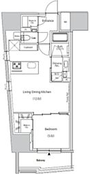 ザ・パークハビオ市ヶ谷ウエスト 11階1LDKの間取り