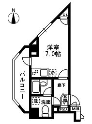 レジディア中落合A棟 4階ワンルームの間取り
